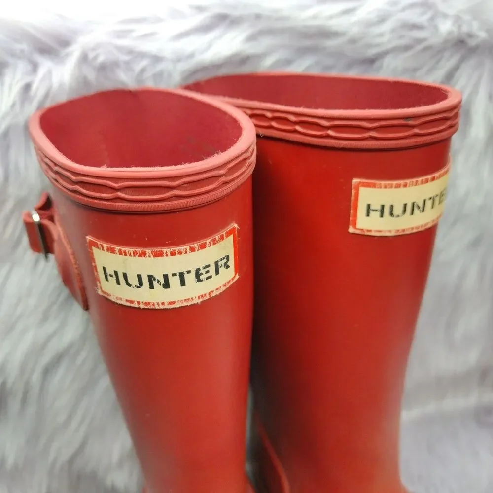 Hunter Original Red Tall Reflective Rain Boots Youth Size 13 Boy/ 1 Girl